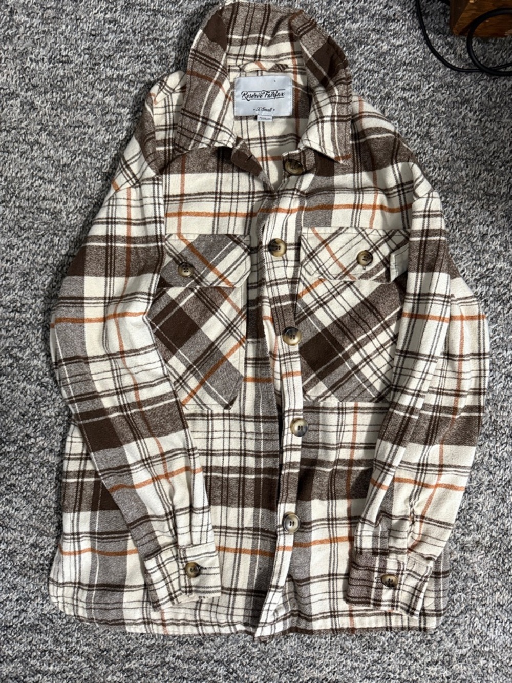 Reserve Fairfax Brown & Cream Plaid Button-Up Jacket